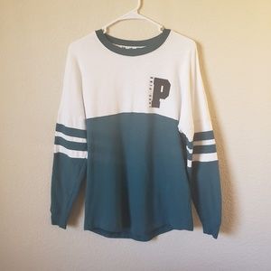 Victoria's Secret PINK White/Turqoise Crew Neck